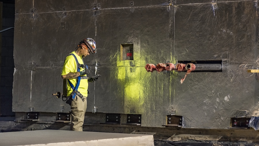 Domed entertainment venue under construction in Las Vegas, Nevada.